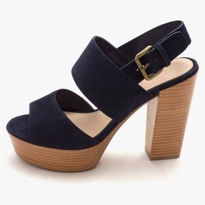 Aldo Women's Navy Suede Platform Sandal with Block Heel
